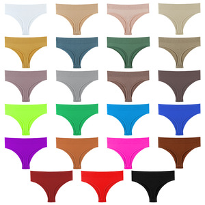 Tanga sin costuras de cintura media para mujer, Tanga elástico cómodo de Color sólido, bragas, Tanga deportivo fino grande - Product Image 6
