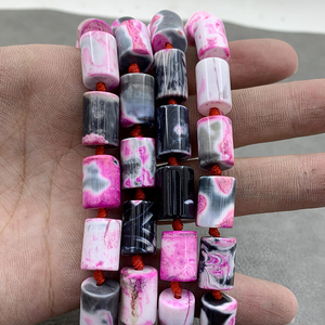 <strong>Pink</strong>/ink Mix Color Cylindrical Shape Agate Natural Semi-precious Stone <strong>Jade</strong>/agate Loose Bead DIY Stone Make for Jewelry - Product Image 1