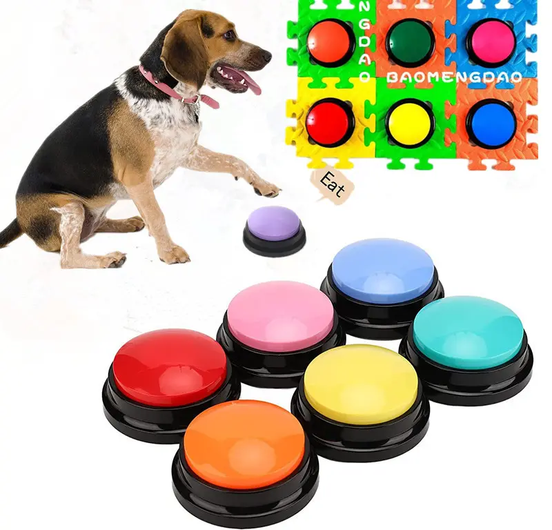 Botón de sonido de grabación de voz fácil de llevar para hablar grabable para niños, perro mascota, juguete interactivo, botones de respuesta, fabricantes de ruido de fiesta