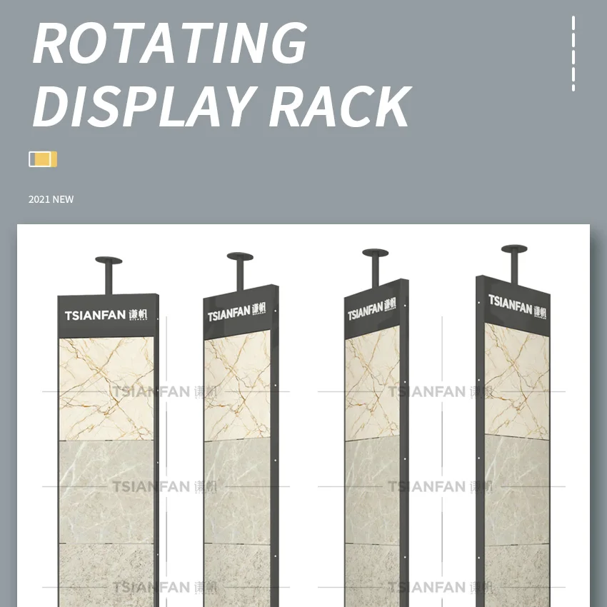 Design Custom Large Rotate Tiles Panel Racks Three Sided Stand Wood Floor Sample Stone Ceramic Tile Rotary Display For Showroom