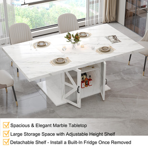 Tùy Chỉnh Sang Trọng Hiện Đại Bằng Đá Cẩm Thạch Trắng Bàn Ăn Với Tủ Lưu Trữ Hình Chữ Nhật Lớn Phòng Ăn Bảng Cho Nhà Bếp 4-6 Chỗ Ngồi - Product Image 2