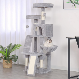 Acogedor interior <span class=keywords><strong>Cat</strong></span> <span class=keywords><strong>Tree</strong></span> Tower Multi-Level <span class=keywords><strong>Cat</strong></span> Furniture Condo con percha de felpa acolchada y rascador - Product Image 4