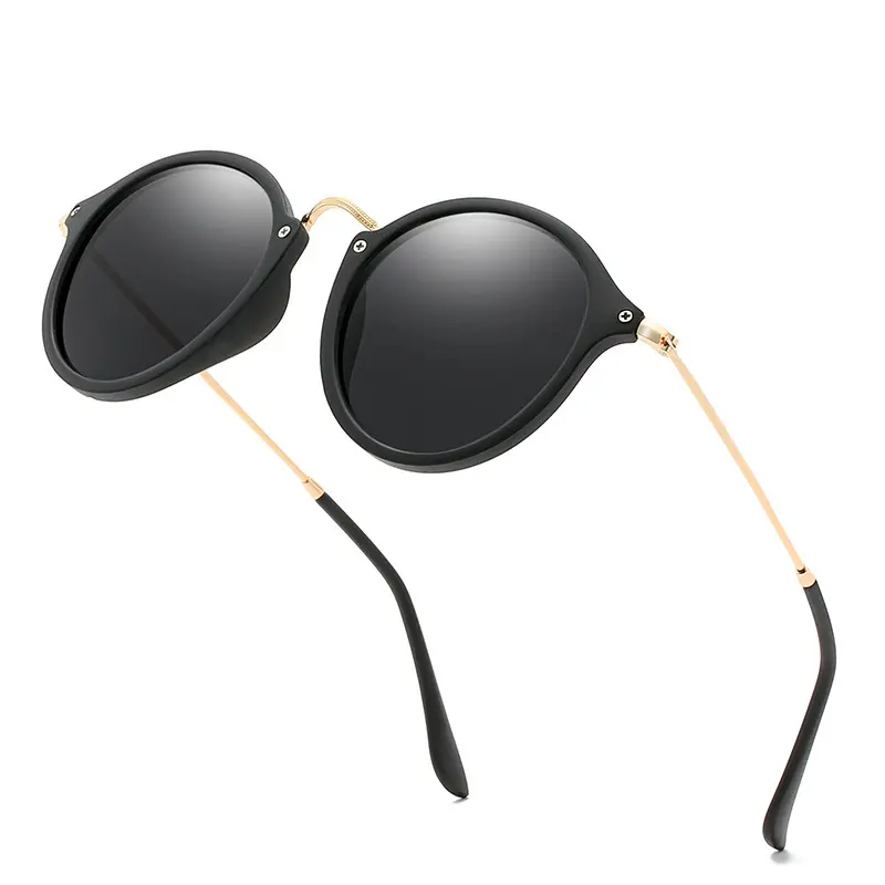 Популярные металлические круглые поляризационные солнцезащитные очки для мужчин и женщин, солнцезащитные очки с индивидуальным логотипом, ретро солнцезащитные очки