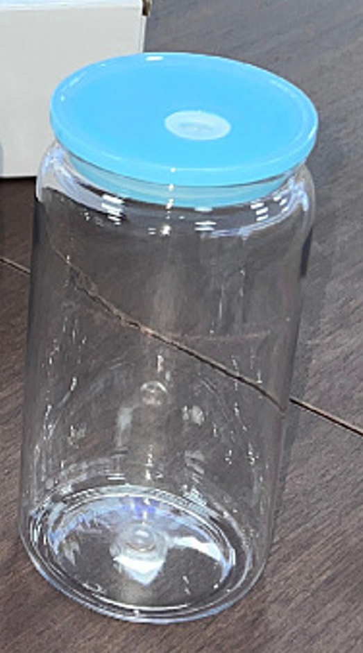 With Blue plastic lid