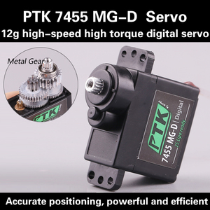 PTK 7455 MG-D Micro Servo 12g servo digitale ad alta velocità e grande torsione con denti in metallo (dimensioni 9g) modello ad ala fissa - Product Image 2