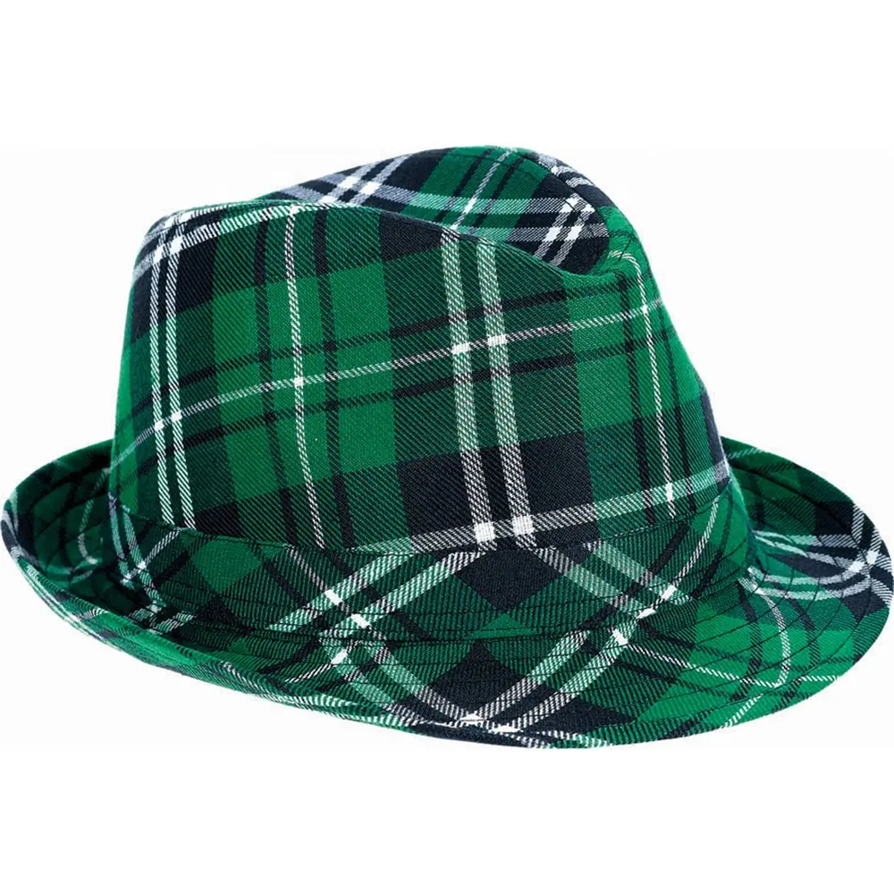 Topi Festival Irlandia hijau topi hari St. Patricks atasan hijau dengan pesta jenggot topi atasan Shamrock untuk perlengkapan pesta