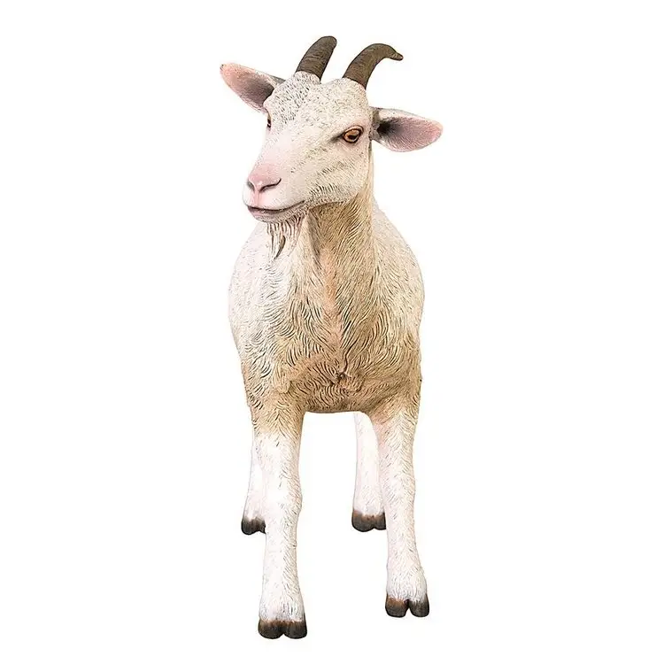 Estatua moderna de poliresina Kawaii, estatua de animales de granja de cabra para Decoración de casa, escultura de jardín de animales al aire libre