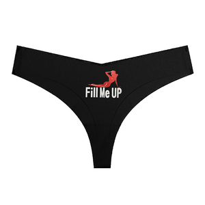 Tangas de mujer con escote en V profundo con patrón personalizado, ropa interior de cintura baja, bragas sexis con Tanga, Bikini, bragas sin costuras, color negro - Product Image 3
