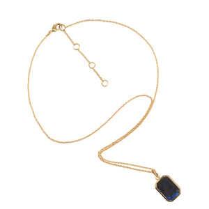Labradorit baget şekli gümüş altın kaplama el yapımı ayarlanabilir kolye şubat mart ağustos ekim kasım - Product Image 4