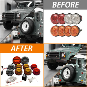 NAS Style Colorful <strong>Lens</strong> 95mm <strong>LED</strong> Indicator Light Tail Lights Break <strong>Led</strong> Update Light Kit for Defender 90/110/ 130 1995-2016 10pcs