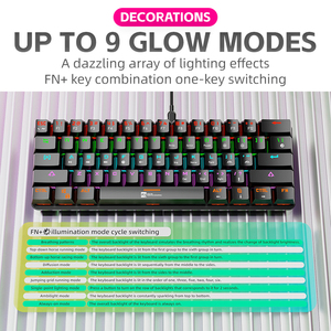 Custom 61 Keys Wired <strong>Mechanical</strong> <strong>Keyboard</strong> With Type-<strong>c</strong> Interface USB RGB Computer <strong>Mechanical</strong> Switch Backlit Gaming <strong>Keyboard</strong> - Product Image 4