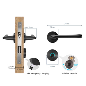 Parmak izi kapı kilit düğmesi-anahtarsız giriş kapı kilidi kolu parmak izi/IC kartları/şifre/yatak odası ev ofis için tuşları - Product Image 5