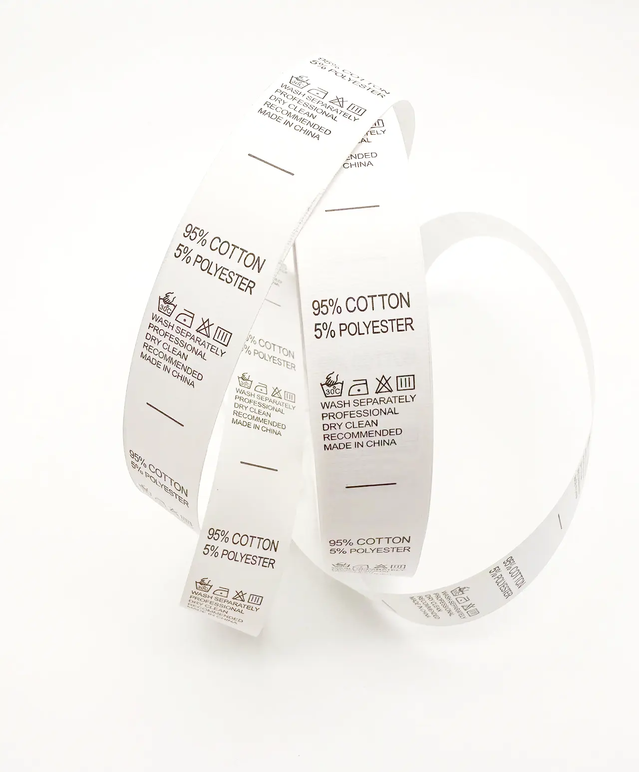 Etichette personalizzate eco-friendly stampate abbigliamento bianco nastro di cotone morbido Nylon taffettà raso etichetta per la cura del lavaggio per indumento