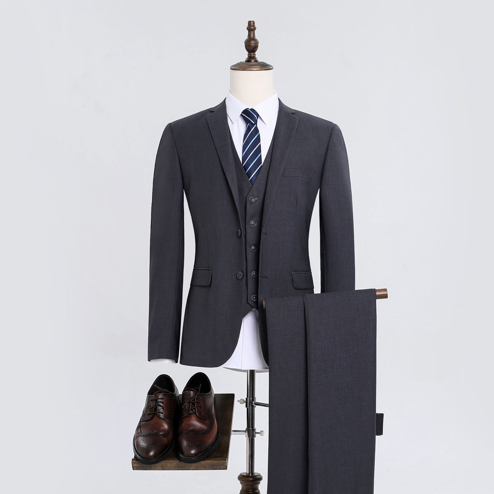 Grey 2-button jacket vest pants