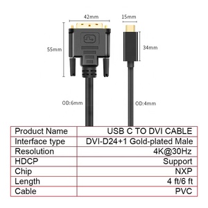 Thunderbolts 3 USB tip C tip-c USB-C DVI 24 + 1 DVI-D çift bağlantı monitör dönüştürücü adaptör adaptör kablosu - Product Image 2