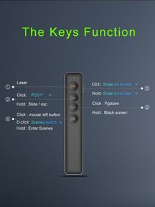 H90S Wireless Remote Control Pointer penna di presentazione digitale 2.4G Wireless multifunzione presentatore PowerPoint nero - Product Image 5