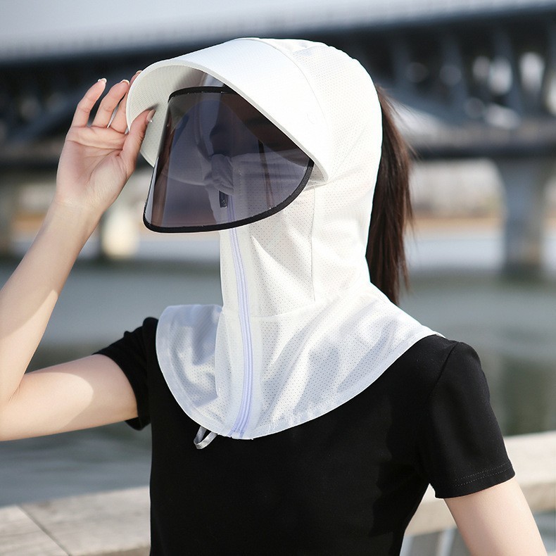 Gorro de ciclismo con cremallera, blanco