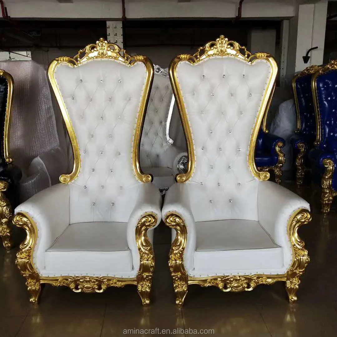 Amina Craft Luxury Sliver Throne Chairs High Back Royal Wedding Chair For Groom And Bride