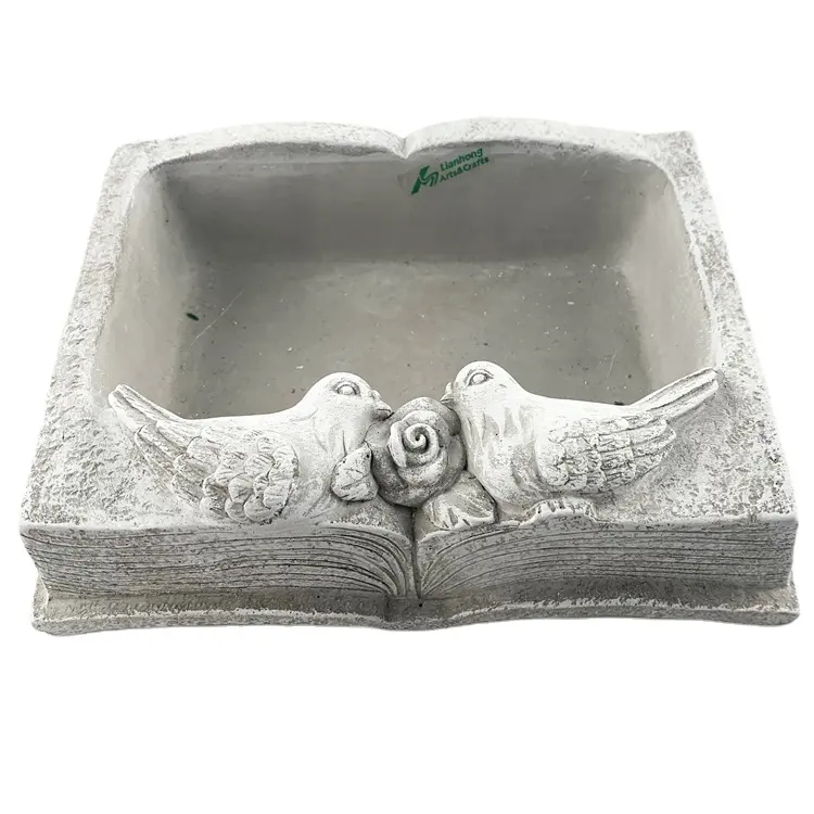 Small MOQ high quality gray color book with bird shape succulent pot animal