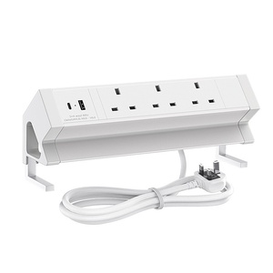 实用双夹台式USB插座热卖3孔3AC电源台式插座，额定电流为13A - Product Image 1