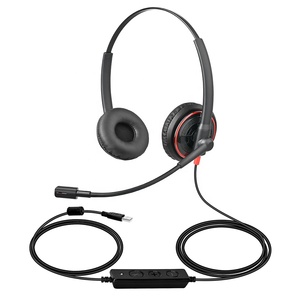 Binaural Wired <strong>Headphones</strong> with Mute Button In-<strong>Line</strong> Controls USB Plug Call Center Headset with X2D-M for Optimal Performance - Product Image 1