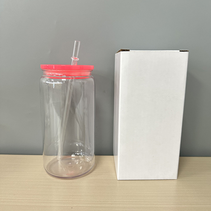 Transparent cup + rose red lid