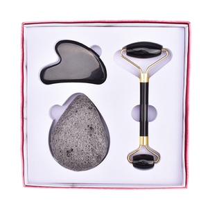 2023 Anti Aging gül kuvars yüz masajı Facial llo yüz doğal De yeşim taş silindir araçları Gua Sha ve silindir kutu içinde - Product Image 3