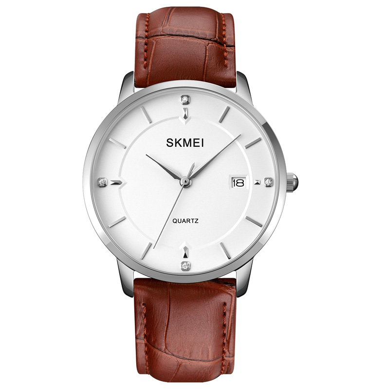 silver/white - brown leather