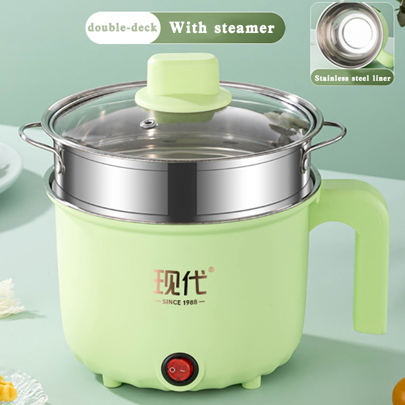 Casserole verte B avec cuiseur vapeur en acier (intérieur en acier inoxydable)