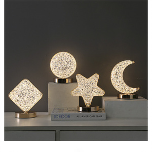 Lingmeng Factory Fast Delivery Romantic Crystal Decorative Table <strong>Lamp</strong> <strong>Charging</strong> Touch 3-color Home Bedroom Bedside Night Light - Product Image 3
