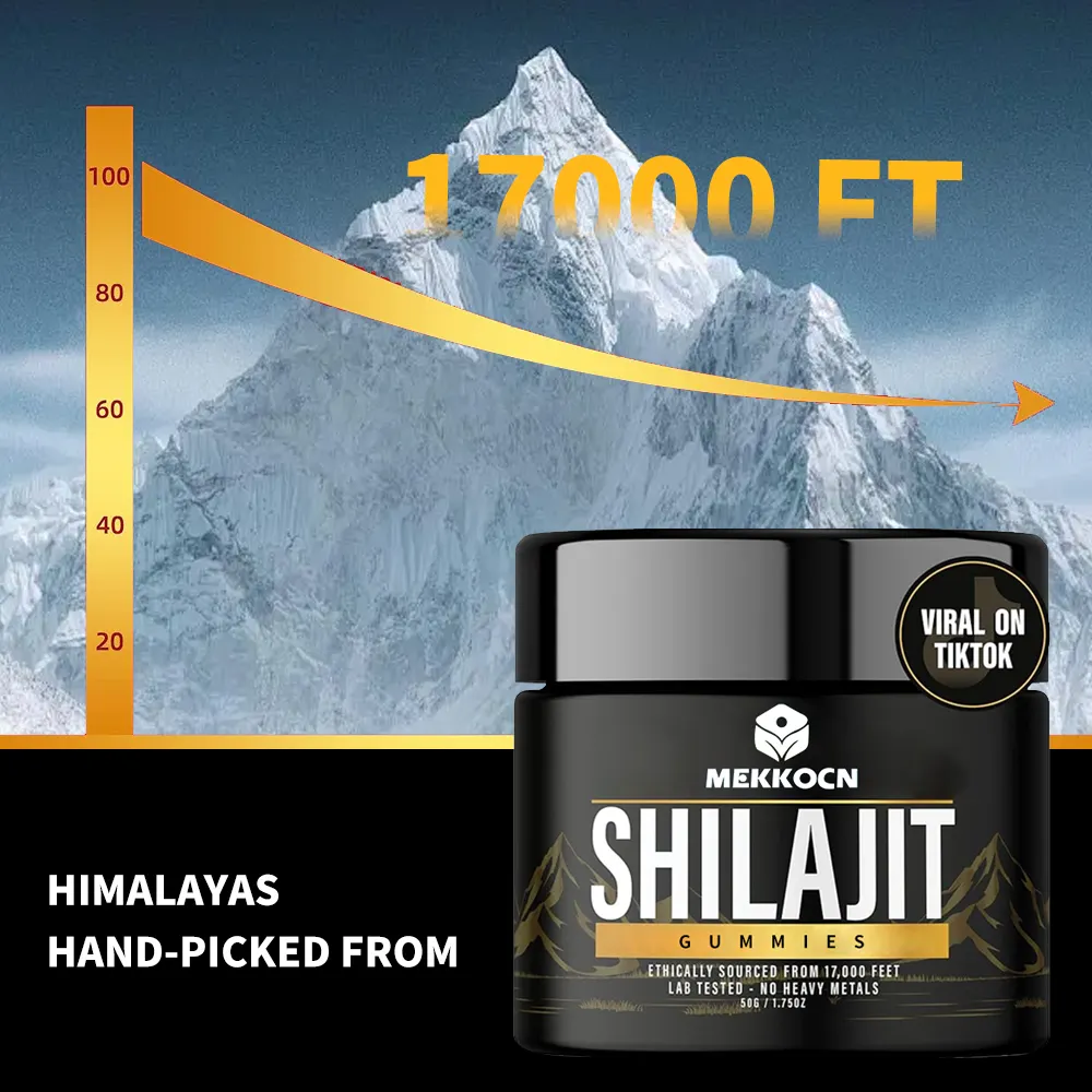 Nhà máy trực tiếp tùy chỉnh chất lượng cao hữu cơ shilajit Gummies nguồn tự nhiên của FULVIC & Humic Acid sức khỏe với trái tim & não