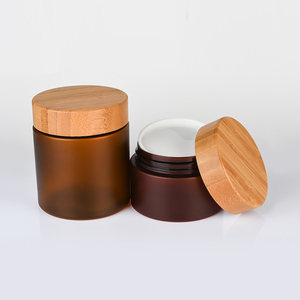 空の竹化粧品包装<span class=keywords><strong>150g</strong></span> 250gクリームジャー120ml 250ml 500mlつや消しアンバーPETプラスチックボトル竹ポンプ付き