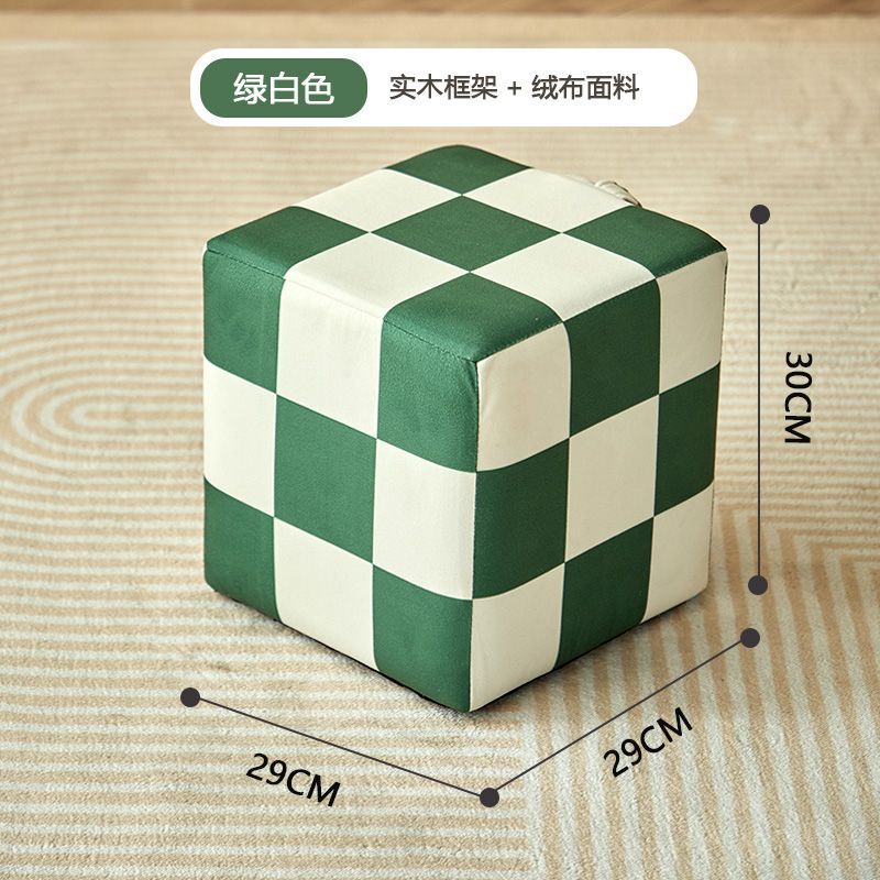 Green and white checkerboard stool
