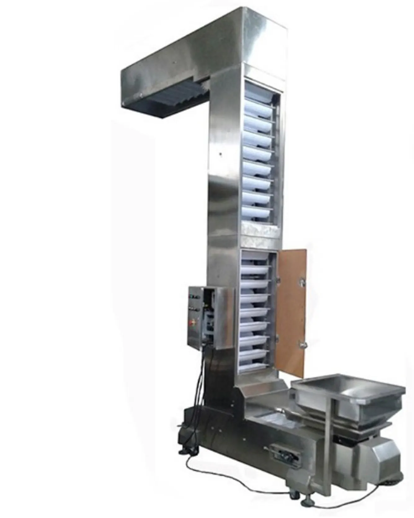 Factory plastic pp hopper inclined conveyor vertical bucket elevator for frozen food grain