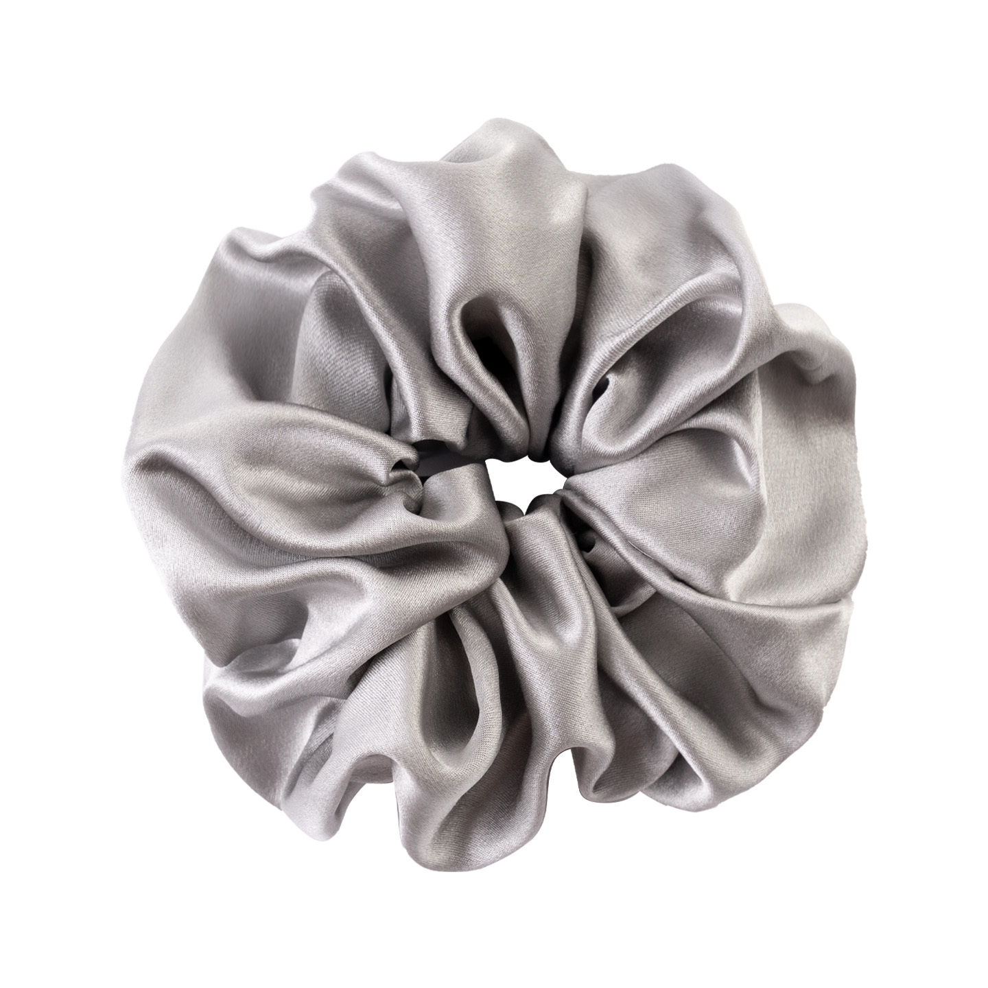 Élastique à cheveux en soie gris clair - 4 cm