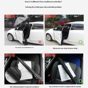 Wholesale Upside Down Invert Umbrella for Rain Inside Out Custom Double Layer <strong>Arc</strong> C Handle Windproof Reverse Umbrella