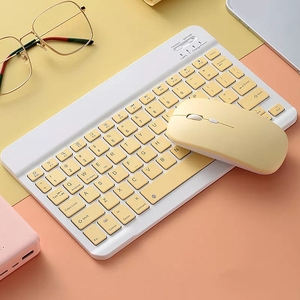 Miniteclado y ratón inalámbricos, periférico español recargable con ratón ruso para PC, tableta y teléfono