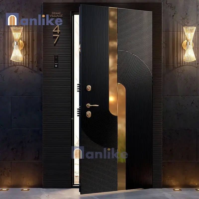 Anlike Door Factory Light Handle Big Fingerprint Lock Seguridad residencial Puertas exteriores principales de acero inoxidable