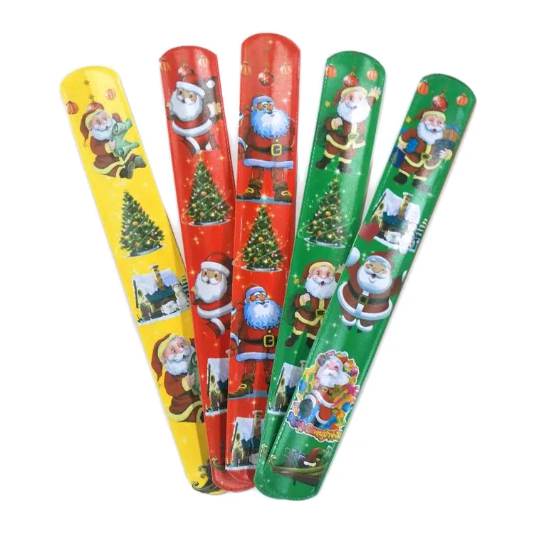Custom Make Santa Snaps Ring Merry Christmas Style Design Slap Band Wide Slap braccialetti con elastico in Silicone