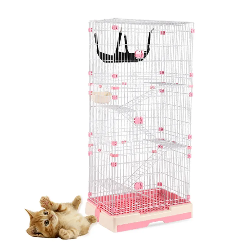 Fabrika toptan çok katmanlı katlanabilir kedi kafesi iki tip kedi sandık Kennels Anti pas dayanıklı ev kediler için küçük hayvanlar