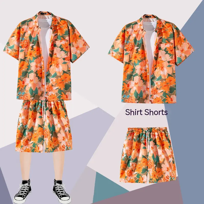 2023 camicia hawaiana da uomo crea creazioni hawaiane con stampa sublimazione camicie e pantaloncini da spiaggia hawaiani da uomo