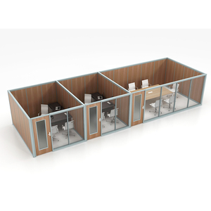 Cách âm không Khung đầy đủ chiều cao vách ngăn kính với kính trong suốt & bảng phân vùng văn phòng gỗ - Product Image 2