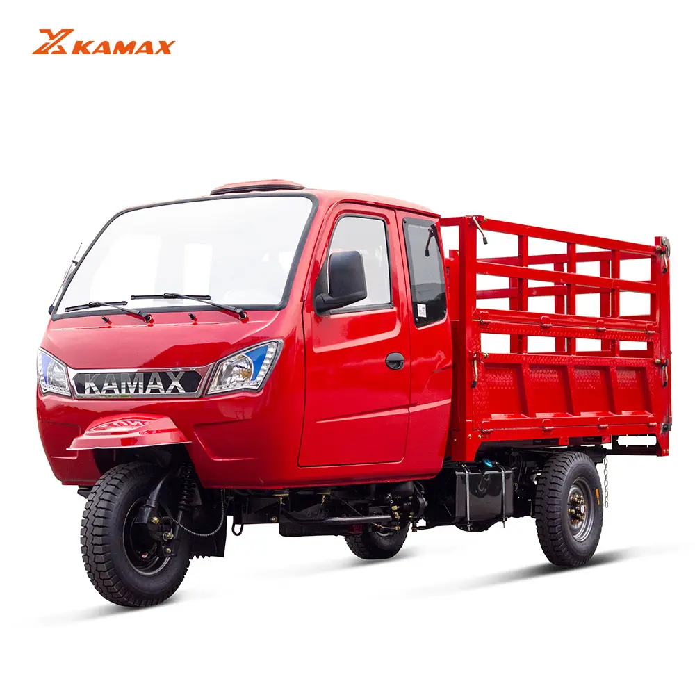 KAMAX 500CC Automatic Dumping Three Wheel Motorcycle Cargo Tricycle With Closed Cabin Heavy Load Motorized Tricycle