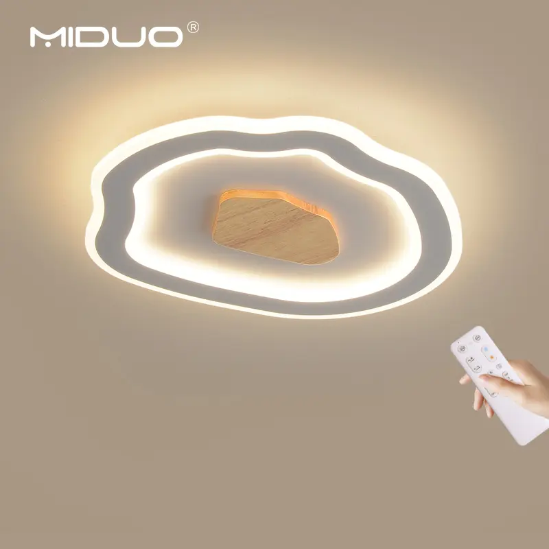 Miduo nordic、LEDベッドルームライト用の本物の木製スマートランプ子供部屋のシーリングライト