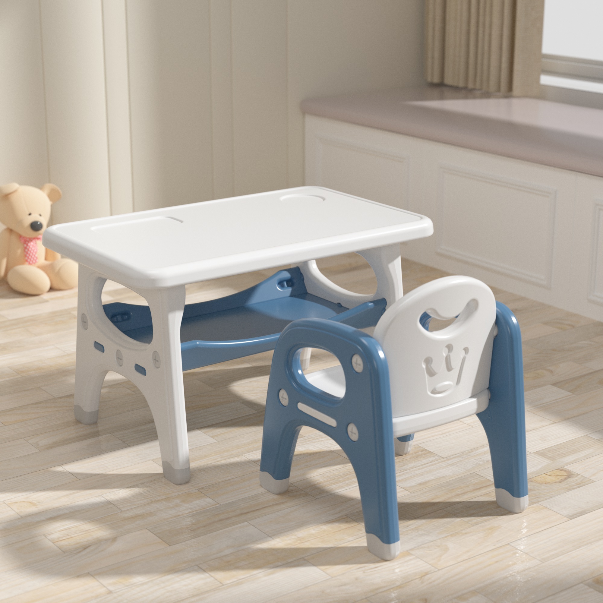 Silla+mesa azul