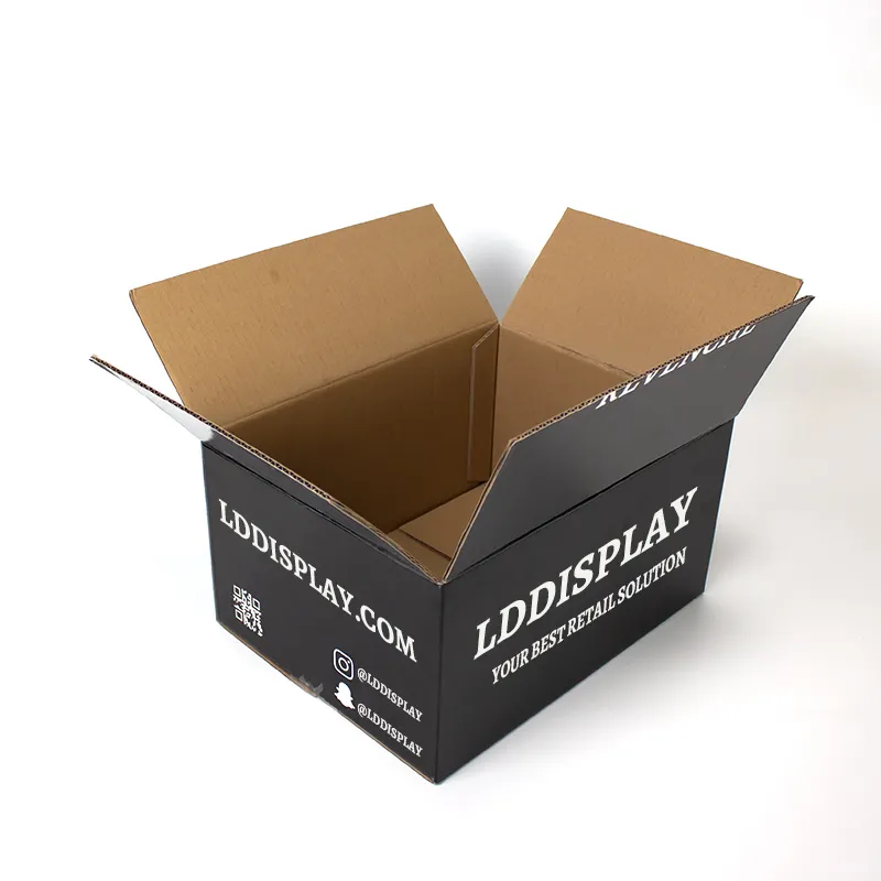 Logo personalizzato scatola produttore ondulato mailing box per il confezionamento di consegna scatola di imballaggio di cartone nero libero di trasporto