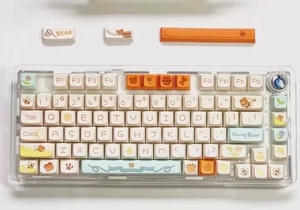Honey Bear Keycap FA Profile 131 <strong>Keys</strong> Pbt Thermal Sublimation Cute Customization <strong>Key</strong> Caps DIY Mechanical Keyboards