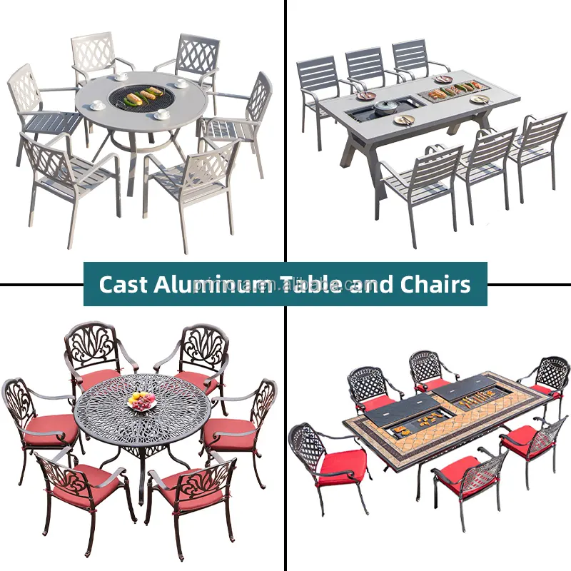 Ahşap tik yemek seti metal masa açık rattan plastik ahşap ahşap açık yemek masası ve sandalye seti restoran için setleri