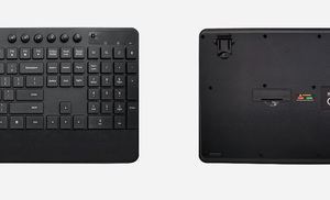 Teclado ergonómico de ordenador de tamaño completo, con reposamuñecas, soporte para teléfono y tableta, 2,4G, USB tipo C, teclado inalámbrico