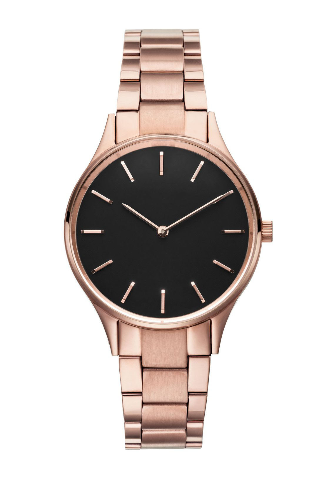 Rose gold black dial-rose gold steel bracelet